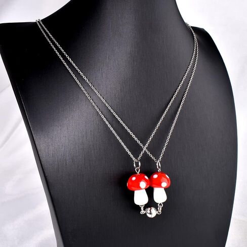 Cute Friendship Magnetic Mushroom Necklaces Christmas Birthday Gifts for Women Teen Girls BFF Jewlery for Best Friends Bestie Sister in Saudi Arabia