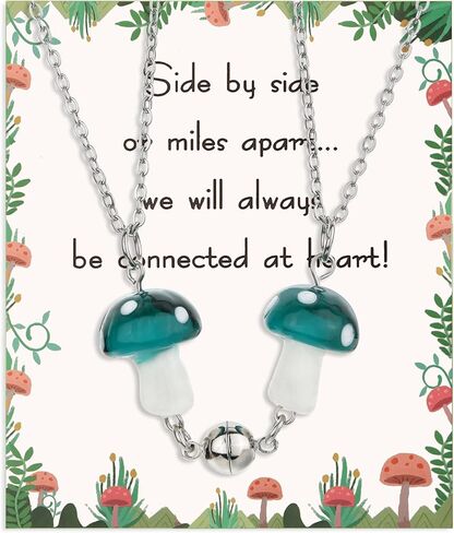 Cute Friendship Magnetic Mushroom Necklaces Christmas Birthday Gifts for Women Teen Girls BFF Jewlery for Best Friends Bestie Sister in Saudi Arabia