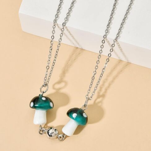 Cute Friendship Magnetic Mushroom Necklaces Christmas Birthday Gifts for Women Teen Girls BFF Jewlery for Best Friends Bestie Sister in Saudi Arabia