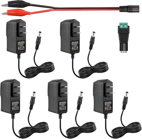 12V 1A AC Adapter Charger Replacement w/11 Tips, Regulated Power Supply Cord for LED Strip Light, CCTV Camera, BT Speaker, GPS, Webcam, Router, DC12V Transformer in Saudi Arabia