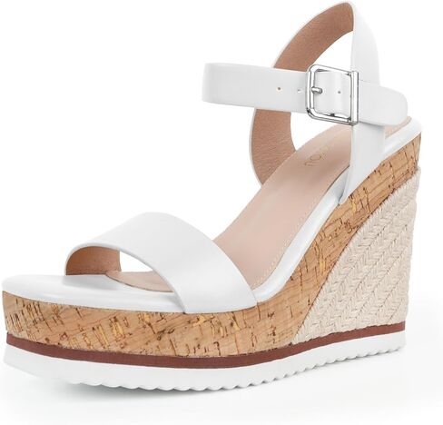 Womens Wedges Women’s Espadrille Wedge Sandals Open Toe Ankle Strap Platform Wedge for Women Dressy Comfortable High Heeled Square Toe Wedge Sandals in Saudi Arabia