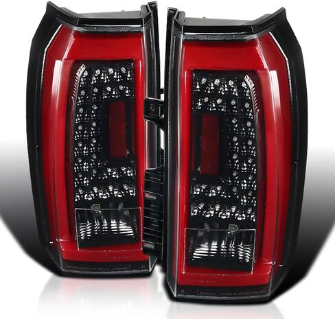 SPEC-D TUNING Jet Black Housing Clear Lens Red LED Bar Tail Lights متوافق مع 2015-2020 GMC Yukon Denali SLE SLT، 2015-2020 GMC Yukon XL Denali SLE SLT مجموعة الزوج الأيسر + الأيمن in Kuwait