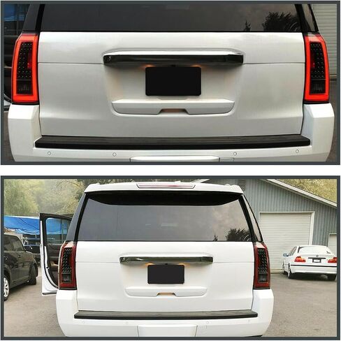 SPEC-D TUNING Jet Black Housing Clear Lens Red LED Bar Tail Lights متوافق مع 2015-2020 GMC Yukon Denali SLE SLT، 2015-2020 GMC Yukon XL Denali SLE SLT مجموعة الزوج الأيسر + الأيمن in Kuwait