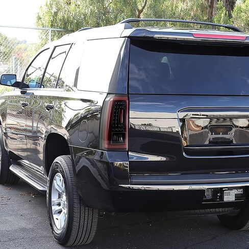 SPEC-D TUNING Jet Black Housing Clear Lens Red LED Bar Tail Lights متوافق مع 2015-2020 GMC Yukon Denali SLE SLT، 2015-2020 GMC Yukon XL Denali SLE SLT مجموعة الزوج الأيسر + الأيمن in Kuwait
