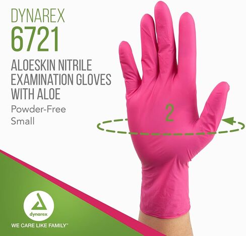 Dynarex AloeSkin Nitrile Exam Gloves with Aloe, Powder-Free, Disposable Gloves with Aloe Vera for Dry Hands, Magenta, Small, 1 Box of 100 AloeSkin Nitrile Exam Gloves with Aloe, Powder-Free in Saudi Arabia