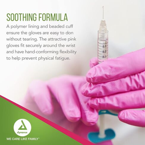 Dynarex AloeSkin Nitrile Exam Gloves with Aloe, Powder-Free, Disposable Gloves with Aloe Vera for Dry Hands, Magenta, Small, 1 Box of 100 AloeSkin Nitrile Exam Gloves with Aloe, Powder-Free in Saudi Arabia