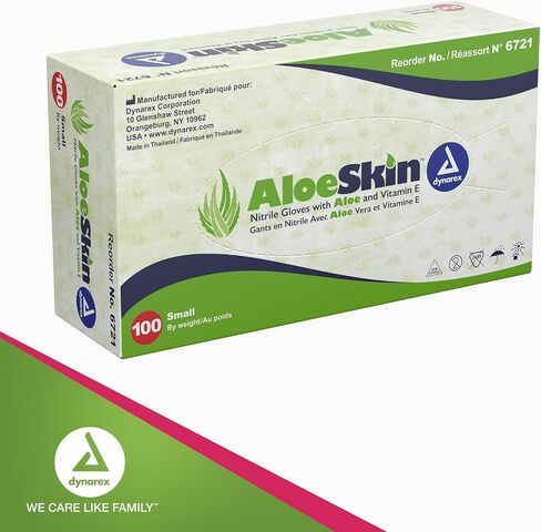 Dynarex AloeSkin Nitrile Exam Gloves with Aloe, Powder-Free, Disposable Gloves with Aloe Vera for Dry Hands, Magenta, Small, 1 Box of 100 AloeSkin Nitrile Exam Gloves with Aloe, Powder-Free in Saudi Arabia