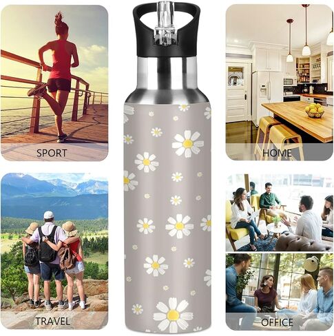 xigua Daisy Water Bottle with Straw Lid 22 oz - Vacuum Insulated Stainless Steel Water Bottles Leakproof Water Flask for Fitness Sports Outdoor in Saudi Arabia