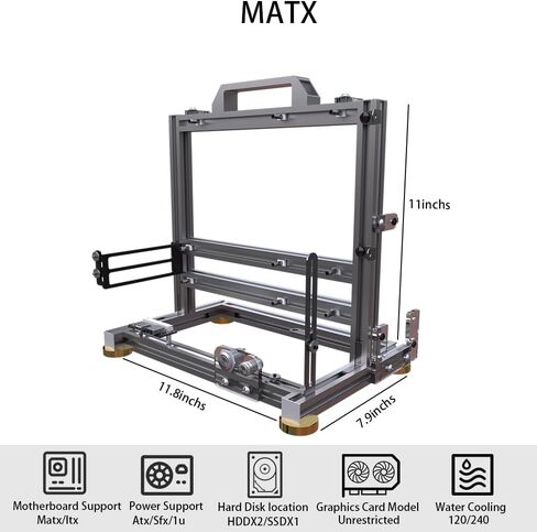 DIY Open Frame PC Chassis, Aluminum Computer Case, Supports ATX Motherboard, Excellent Cooling, Type-C Support in Saudi Arabia