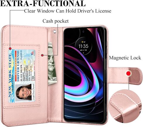 Moto Edge 2021 Case, for Motorola Edge 5G UW Wallet Case, Takfox PU Leather ID Credit Card Slots Holder Folio Flip Kickstand Detachable Magnetic Phone Case & Strap for Moto Edge 5G UW 2021-[Wine Red] in Saudi Arabia