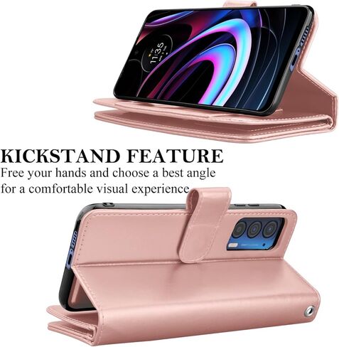 Moto Edge 2021 Case, for Motorola Edge 5G UW Wallet Case, Takfox PU Leather ID Credit Card Slots Holder Folio Flip Kickstand Detachable Magnetic Phone Case & Strap for Moto Edge 5G UW 2021-[Wine Red] in Saudi Arabia