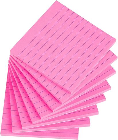 Vanpad Lined Sticky Notes 4x4 Inches, Light Pink Ruled Self-Stick Pads, Easy to Post for Home, Office, Notebook, 8 Pads/Pack in Saudi Arabia