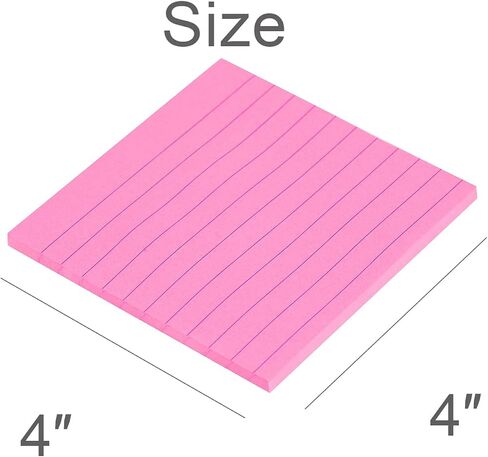 Vanpad Lined Sticky Notes 4x4 Inches, Light Pink Ruled Self-Stick Pads, Easy to Post for Home, Office, Notebook, 8 Pads/Pack in Saudi Arabia
