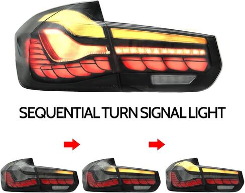 مصابيح Sunhua OLED الخلفية متوافقة مع 2013-2018 BMW 3-Series F30 F35 F80 6th سيدان مع ضوء تشغيل بمقاييس التنين وجانب السائق والراكب (أنماط عدسات الدخان) in Kuwait