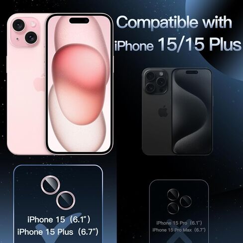 JETech Camera Lens Protector for iPhone 15/15 Plus, Midnight, 1 Set in Saudi Arabia