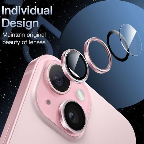 JETech Camera Lens Protector for iPhone 15/15 Plus, Midnight, 1 Set in Saudi Arabia