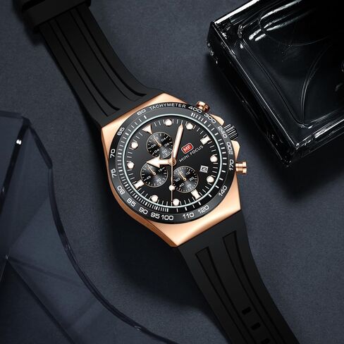 MINI FOCUS Men Watches Business Casual Wrist Watch (Chronograph/Waterproof/Luminous/Calendar) Silicon Band Fashion Watches for Men… in Saudi Arabia