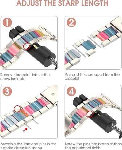 Wearlizer متوافق مع سوار ساعة Apple مقاس 38 مم 40 مم 41 مم أساور معصم عصرية للنساء، مشبك معدني بديل من الفولاذ المقاوم للصدأ والراتنج لساعة iWatch Ultra 2/Ultra/SE/9/8/7/6/5/4/3/2/1-Starlight+Pink in Kuwait