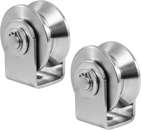 2 حزمة من الفولاذ المقاوم للصدأ 2 بوصة على شكل حرف V عجلة الأخدود، كتلة بكرة شديدة التحمل عجلة واحدة كتلة تحمل مزدوج للتعامل مع المواد وتحريك صالة الألعاب الرياضية in Kuwait