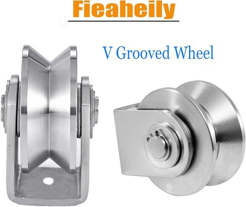 2 حزمة من الفولاذ المقاوم للصدأ 2 بوصة على شكل حرف V عجلة الأخدود، كتلة بكرة شديدة التحمل عجلة واحدة كتلة تحمل مزدوج للتعامل مع المواد وتحريك صالة الألعاب الرياضية in Kuwait