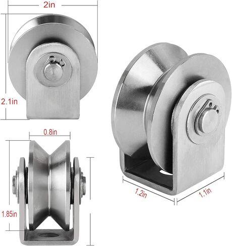 2 حزمة من الفولاذ المقاوم للصدأ 2 بوصة على شكل حرف V عجلة الأخدود، كتلة بكرة شديدة التحمل عجلة واحدة كتلة تحمل مزدوج للتعامل مع المواد وتحريك صالة الألعاب الرياضية in Kuwait