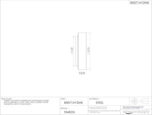 Timken LM104949 مخروط تجميع السباق الداخلي بمحمل أسطواني مدبب، فولاذ، بوصة، القطر الداخلي 2.0000 بوصة، عرض المخروط 0.875 بوصة in Saudi Arabia