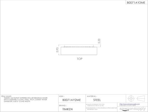 Timken LM104949 مخروط تجميع السباق الداخلي بمحمل أسطواني مدبب، فولاذ، بوصة، القطر الداخلي 2.0000 بوصة، عرض المخروط 0.875 بوصة in Saudi Arabia