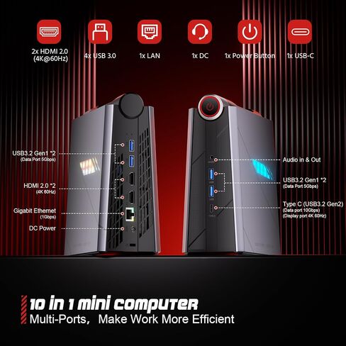 ACEMAGIC [كمبيوتر ألعاب] كمبيوتر صغير 12TH Core i9-12900H، أجهزة كمبيوتر صغيرة بسعة 32 جيجابايت DDR4 و512 جيجابايت SSD (14 نواة/20 خيط/24 ميجابايت ذاكرة تخزين مؤقت/ما يصل إلى 5.0 جيجاهرتز)، WiFi6/BT5.2/مراوح مزدوجة/RGB/وضع متعدد /4K@60 هرتز in Kuwait