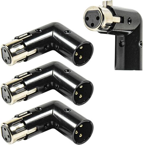 HQRP 3-Pin XLR Angle Adapter Dual Male & Female with 4 Adjustable Angle Positions Right Left and 90 Degree, Compatible with Mixers that Interfere with Other Applications, Durable Metal 3-Pin Connector in Saudi Arabia