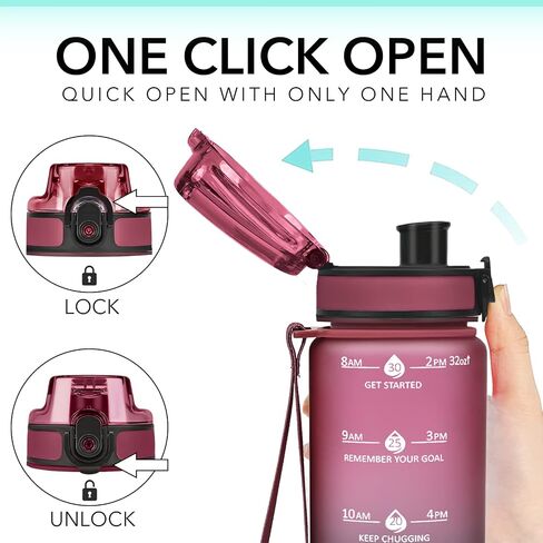 GOSWAG 32oz Motivational Water Bottles with Time Marker and Fruit Strainer, Sports Water Bottle with Times to Drink, Leakproof, Reusable Plastic Bottle with Strap no Straw for Gym, School in Saudi Arabia