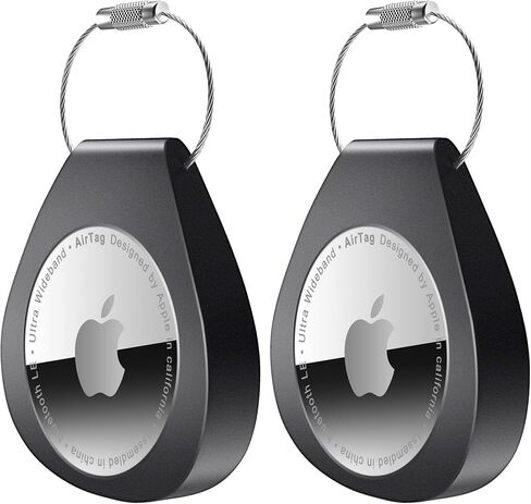 Airtag Keychain Airtag Holder for Keys, Luggage,Pet,Bag 2 Pack Air Tag Case with Keychain, Airtags Key Chain for Apple Air Tags, Airtag Accessories for GPS Item Finder Tracker, Black in Saudi Arabia