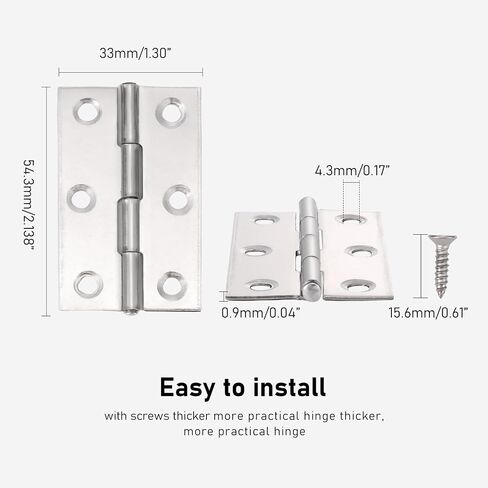 1.5 inch Stainless Steel Folding Butt Hinge Home Furniture Hardware Door Cupboard Cabinet Hinge Pack of 16 in Kuwait