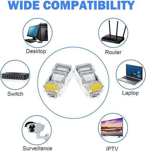 ENS Cat6 RJ45 Connector - Modular Plugs End for CAT6 Cable - 100 PCs (Cat6 Regular) in Saudi Arabia