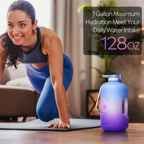 TOBA 1 Gallon Water Bottle -128 oz Motivational, BPA Free Water Jug Large Sports, Leakproof Drinking Bottle Women/Men for Fitness Gym Outdoor Activity in Saudi Arabia
