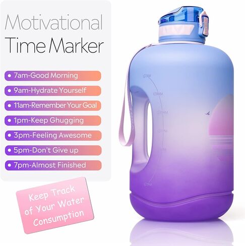 TOBA 1 Gallon Water Bottle -128 oz Motivational, BPA Free Water Jug Large Sports, Leakproof Drinking Bottle Women/Men for Fitness Gym Outdoor Activity in Saudi Arabia