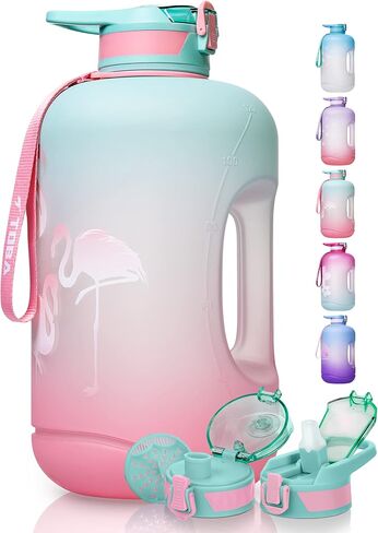 TOBA 1 Gallon Water Bottle -128 oz Motivational, BPA Free Water Jug Large Sports, Leakproof Drinking Bottle Women/Men for Fitness Gym Outdoor Activity in Saudi Arabia