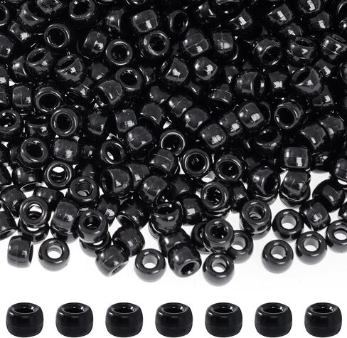 1000 Pcs Black Beads Assorted Opaque Round Plastic Beads for Home Decor Necklaces Bracelets Earrings DIY Crafts (Black) in Saudi Arabia