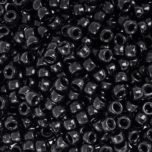 1000 Pcs Black Beads Assorted Opaque Round Plastic Beads for Home Decor Necklaces Bracelets Earrings DIY Crafts (Black) in Saudi Arabia