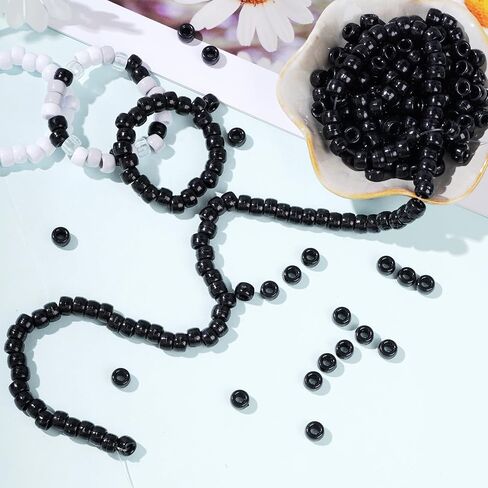1000 Pcs Black Beads Assorted Opaque Round Plastic Beads for Home Decor Necklaces Bracelets Earrings DIY Crafts (Black) in Saudi Arabia