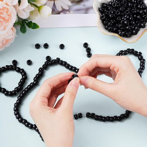 1000 Pcs Black Beads Assorted Opaque Round Plastic Beads for Home Decor Necklaces Bracelets Earrings DIY Crafts (Black) in Saudi Arabia