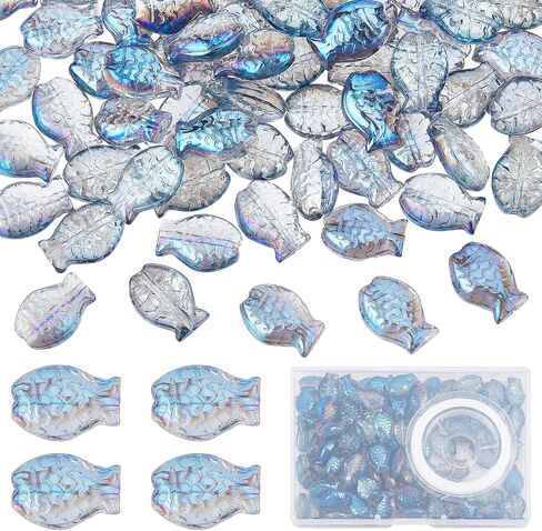 SUNNYCLUE 1 Box 120Pcs Fish Beads Starfish Beads Glass Star Bead Sea Animal Loose Spacer Transparent Colorful Bead Small Double Sided Fish Beads for Jewelry Making Beading Supplies Bracelets DIY Craft in Saudi Arabia