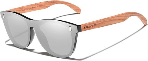 KINGSEVEN Bubinga Polarized Sunglasses Retro Vintage Stylish Design for Men Women, Mirrored Lens B5510 in Saudi Arabia