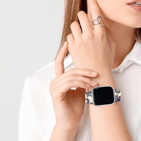 Sport Band Floral Printed Compatible with Apple Watch Bands 49mm 45mm 44mm 42mm 41mm 40mm 38mm Women Girl, Silicone Flower Printed Fadeless Pattern Design Strap for iWatch Series 8,7,6,5,4,3,2,1,SE in Kuwait