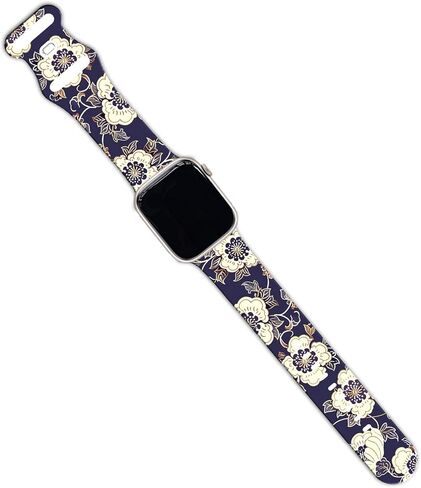 Sport Band Floral Printed Compatible with Apple Watch Bands 49mm 45mm 44mm 42mm 41mm 40mm 38mm Women Girl, Silicone Flower Printed Fadeless Pattern Design Strap for iWatch Series 8,7,6,5,4,3,2,1,SE in Kuwait