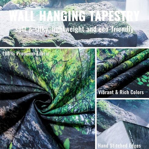 Moslovstar Waterfall Tapestry Nature Landscape Green Forest Trees Scenic Wall Hanging Tapestry Bedroom Office Decoration, 51.2"x59.1" in Kuwait