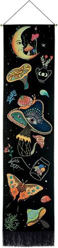 Racunbula Mushroom Tapestry Blacklight Sun Moon Tapestry Vertical Floral Butterfly Tapestry Galaxy Stars Tapestry Hippie Abstract Tapestry Wall Hanging for Bedroom (Moon) in Saudi Arabia