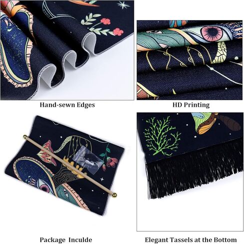 Racunbula Mushroom Tapestry Blacklight Sun Moon Tapestry Vertical Floral Butterfly Tapestry Galaxy Stars Tapestry Hippie Abstract Tapestry Wall Hanging for Bedroom (Moon) in Saudi Arabia