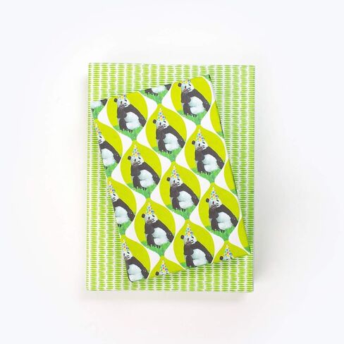 Panda Loves Birthday Cake - Reversible Birthday Wrapping Paper - Eco Gift Wrap by Allport Editions x Wrappily in Saudi Arabia
