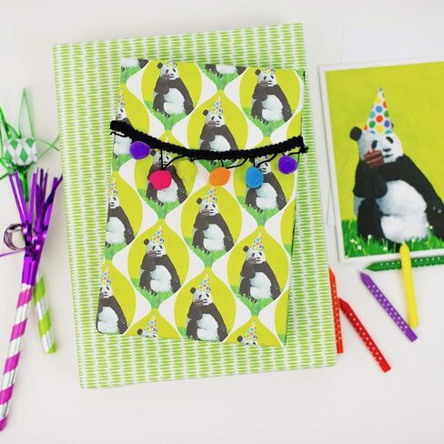 Panda Loves Birthday Cake - Reversible Birthday Wrapping Paper - Eco Gift Wrap by Allport Editions x Wrappily in Saudi Arabia