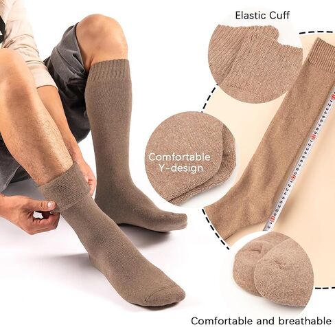JINSHI 10 Pair Men's Thermal Socks Soft Cotton Knee High Warm Winter Socks Cold Weather Socks in Saudi Arabia